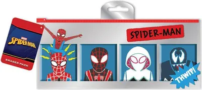 Produktbild von Spider-Man - Radiergummis, Skizze Set 4er-Pack PM4351 (Einheitsgröße) (Blau/Rot/Schwarz)