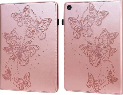 Produktbild von Lenovo Tab M10 Gen 3 Hülle - Schmetterlinge Klapphülle - Roségold