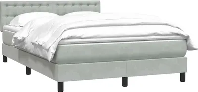 Produktbild von vidaXL Boxspringbett mit Matratze Hellgrau 160x220 cm Samt