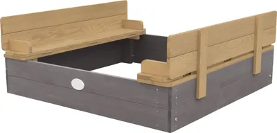 Produktbild von AXI Sandkasten Ella aus Holz mit Deckel | Sand Kasten in Grau mit Sitzbank & Abdeckung für Kinder | 100 x 95 cm