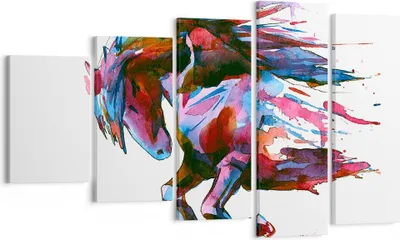 Produktbild von Bild auf Leinwand - Leinwandbild - Pferd Eleganz wild Tier - 100x60cm - Wand Bild - Wanddeko - Leinwanddruck - Bilder - Kunstdruck - Wanddekoration - Leinwand bilder - Wandkunst - EG100x60-3010