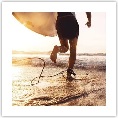 Produktbild von Poster - Poster ohne Rahmen - Surfen Strand Freude - 40x40 cm - Wand Bild - Wanddeko - Wandbilder - Kunstposter - Wandposter - Bilder - Kunstdruck - Wanddekoration - Wandbild - P2XAC40x40-4801