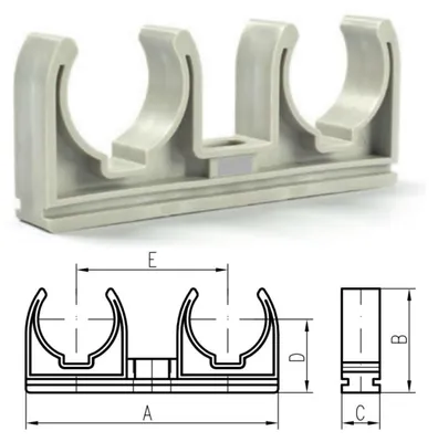 Produktbild von 50x Doppel Rohrclip 20mm Rohrklemme Rohrhalter Clipser Rohrschelle Klemmschelle