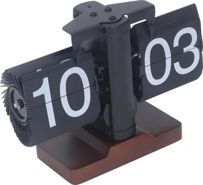Immagine prodotto di Orologio digitale pieghevole, orologio retrò in legno, decorazione meccanica da tavolo per camera da letto, ufficio, tutto in nero, 24 ore