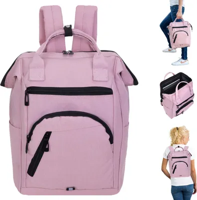 Produktbild von Rucksack Damen Elephant Finn New Damenrucksack Freizeitrucksack Büro Sport Freizeit backpack Polster Innenfach A4 Klappöffnung 12830 PINK Rosa / Schwarz + Schlüsseletui