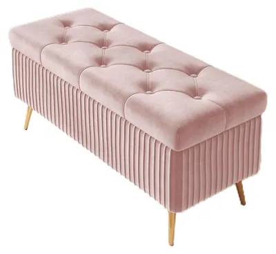 Obrázok produktu pre Sedacia lavica s úložným priestorom, čalúnená otomanka, 120 cm, svetloružová