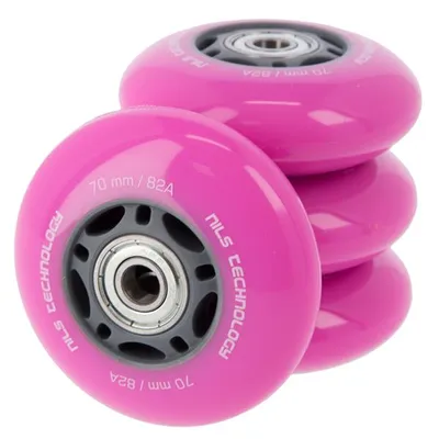 Image de Roues enPolyuréthaneavec roulements NILS EXTREME 70x24mm ABEC 7 rose
