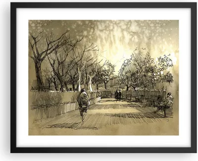 Produktbild von Gerahmtes Poster - Schwarzer Rahmen - Park Spaziergang Baum - 50x40 cm - Wand Bild - Wanddeko - Wandbilder - Kunstposter - Wandposter - Bilderrahmen - Bilder - Kunstdruck - Wandbild - P2BAA50x40-3758