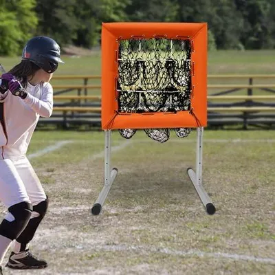 Produktbild von Höhenverstellbares Baseball-Trainingsnetz mit 9 Netztaschen, 70–120 cm, 70 cm x 70 cm, Wurfnetz für Baseball, Softball und Pickleball