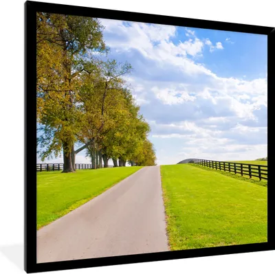 Produktbild von MuchoWow® Gerahmtes Poster Wolken - Bäume - Straße 40x40 cm - Poster mit Schwarzem Bilderrahmen Wandposter Rahmen Foto Bilder - Mit Rahmen - Wanddekoration Schlafzimmer