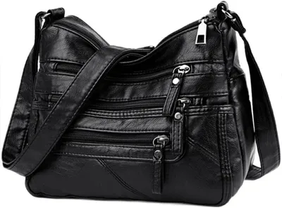 Produktbild von Schultertasche - Verstellbarer Riemen - Kunstleder - Damentasche - 25x20x11cm - Schultertasche für Damen - Umhängetasche - Schwarz