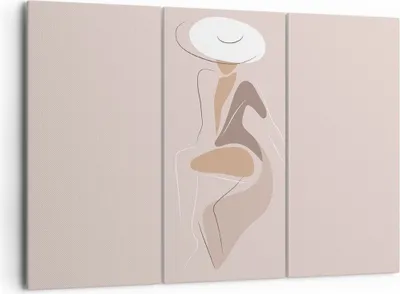 Produktbild von Bild auf Leinwand - Leinwandbild - 3 Teile - Buntstift Frau Hut - 165x110cm - Wand Bild - Wanddeko - Wandbilder - Leinwanddruck - Bilder - Wanddekoration - Leinwand bilder - Wandbild - CE165x110-4773