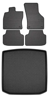 Image de Tapis en caoutchouc + bac de coffre pour Skoda Octavia IV 2020- (break) – 5 pièces, noirs, sur mesure