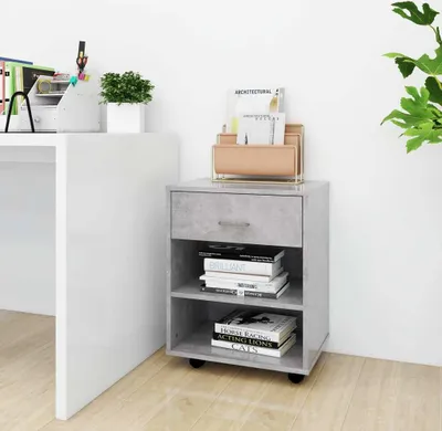 Obrázek produktu pro The Living Store Skříňka na kolečkách betonová šedá 46x36x59 cm materiál na bázi dřeva