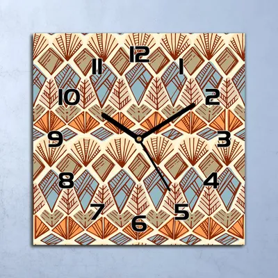 Produktbild von Wanduhr Echt-Glas-Küchenuhr Ethnisch Braun Blau Quarz 30x30 Deko Bilder