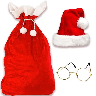 Weihnachtsmann-Sack XXL, Samt, rot-weiß, 5-teilig