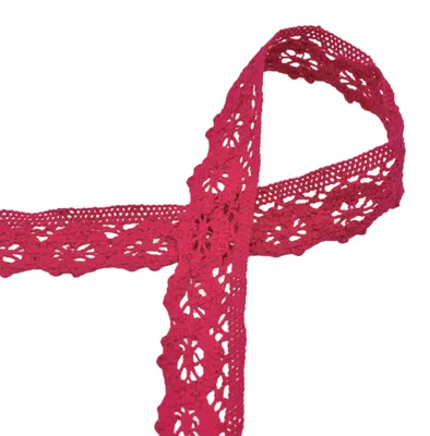 Baumwoll-Spitze 3 m x 30 mm Zierband Klöppeloptik Häkelborte Klöppelspitze Dekospitze pink