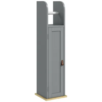 Produktbild von Kleankin Badezimmermöbel Toilettenpapierhalter mit Schrank und verstellbaren Einlegeböden 20 x 20 x 80 cm grau