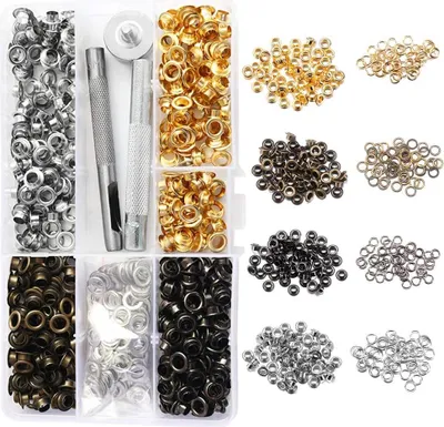 Produktbild von Ösen 400 Stück 5 Mm, Metallösen Set Mit Werkzeug Und Aufbewahrungsbox, Für Schuhe Taschen Planen Und Bastelarbeiten