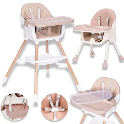 Produktbild von Hochstuhl 2in1 Kinderhochstuhl Babystuhl Tablett Fütterungssessel Kleinkind Tisch Sitz Stuhl Kombihochstuhl, Futterstuhl für Babys, 5-Punkt Gurt
