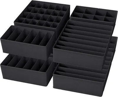 Produktbild von PolkaHome® 8-teiliger Schubladen-Organizer mit 6/7/8/24 Fächern – faltbare Aufbewahrungsboxen für Schubladen, Kleiderschrank, Kommode