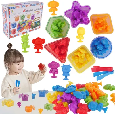 Zdjęcie produktu dla Zestaw Edukacyjny Nauka Liczenia Kolorów Zwierzątka Sortery Gra Montessori