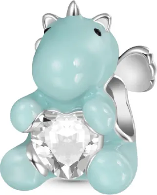Produktbild von Gnoce Charm Einhorn mit Herzstein Silber JFC098 April