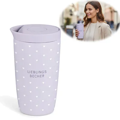 Produktbild von LS-LebenStil Edelstahl Trinkbecher 350ml Lieblingsbecher mit Spruch Vakuum Travel Mug Cup Kaffeebecher Coffee to Go Thermobecher Isolierbecher