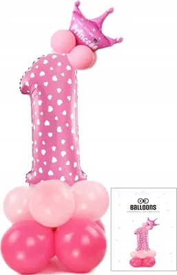 Immagine prodotto di Set Di Palloncini Rosa In Piedi Con Il Numero 1 Per La Decorazione Di Un Compleanno