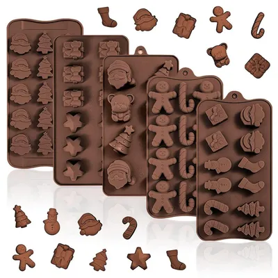 Produktbild von Schokoladenformen Silikon Weihnachten 5 Stück Pralinen Süßigkeiten Backform Wiederverwendbar