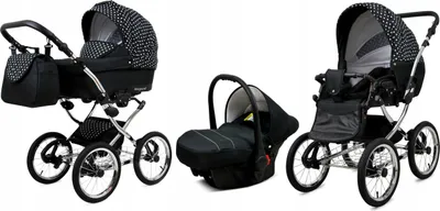 Produktbild von BabyLux® Margaret Exclusive | 3in1 Kinderwagen Set | White Dots | Kombikinderwagen | Kinderwagen