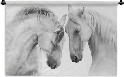 Produktbild von MuchoWow® Wandteppich Wandbehang Pferd - Tiere - Porträt - Weiß 90x60 cm Tapisserie Dekoration Wandtuch - Wandskulpturen - Bildteppich