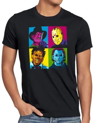 Produktbild von style3 Pop-Art Grusel Herren T-Shirt freddy jasonn michael leatherface warhol