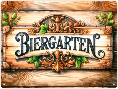 Produktbild von Biergarten Metallschild XXL in 28x38 cm