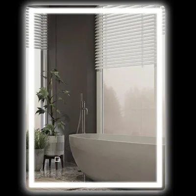 Obrázok produktu pre LED zrkadlo do kúpeľne s funkciou proti zahmlievaniu | Farba: biela, strieborná | Rozmery: 80 x 4 x 60 cm