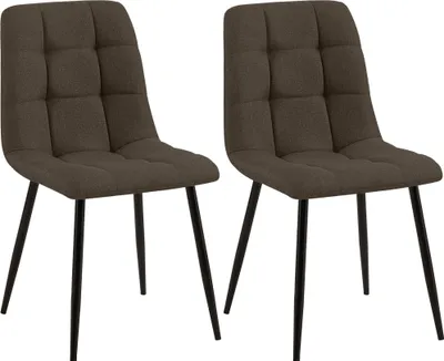 Produktbild von CLP 2er Set Esszimmerstuhl Tilde gepolstert mit Rückenlehne bis 150 kg belastbar braun Material Stoff