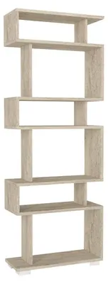 Image de Bibliothèque Étagère effet travertin L 60 cm, rangements multiples, style moderne