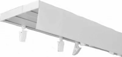 Produktbild von 3- läufig 420 cm Blende 5cm Gardinenstange Innenschiene PVC Decke weiße Schiene Vorhangschiene  Gardinenschiene Klemmen mit Rollen