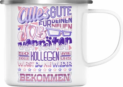 Produktbild von Trendation - Jobwechsel Emaille Tasse Geschenk Kollege Kollegin Neuer Job Abschied Spruch Verräter Abschiedsgeschenk (Silber)