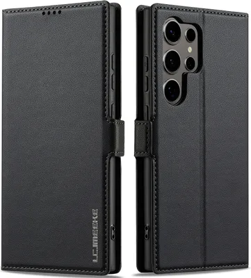 Immagine prodotto di Custodia magnetica in pelle flip per Samsung Galaxy S24 Ultra, con slot per schede e funzione stand Nero
