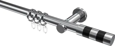 Produktbild von Interdeco Gardinenstange / Vorhangstange Chrom, Typ Platon Mavell (Zylinder Bicolor), 20 mm Ø 1-läufig, 520 cm