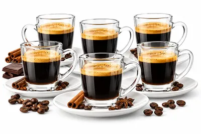 Produktbild von 12tlg Espressotassen mit Porzellan Teller Kaffeegläser Mokkatassen