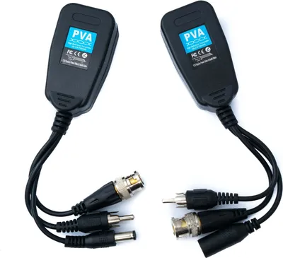 Produktbild von SYSTEM-S 2x CCTV Kabel 10 cm RJ45 Buchse zu BNC RCA DC Video Audio Strom Adapter Schwarz