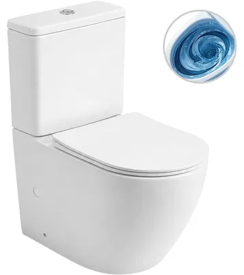 Productafbeelding van Toiletcombinatie Cesso, Vortex - spoelsysteem met vortex + soft-close toiletbril - afvoer aan de onderkant/achterkant - wit, glanzend - 61,8 x 38 cm