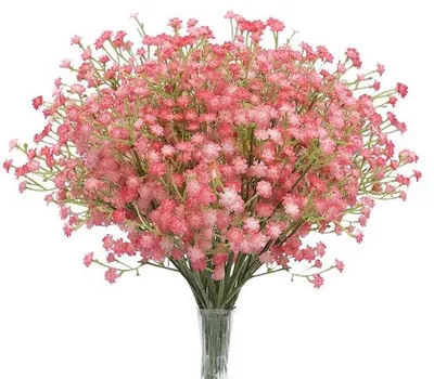 Productafbeelding van Ibenzoa® Realistische kunstbloemen van gipsfilia – 10 stelen, ongeveer 53 cm, roze en rood, flexibele groene stelen met plastic omwikkeling – ideaal voor bruiloften en decoratie