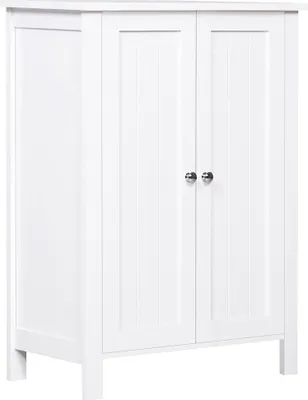 Produktbild von kleankin Badezimmerschrank mit 2 Türen und 2 verstellbaren Innenregalen, zusätzliches Aufbewahrungsmöbel für Wohnzimmer, Küche, kippsicher, 60 x 30 x 80 cm, Weiß