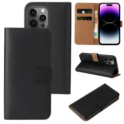 Produktbild von Kunstleder Flip-Hülle für Smartphones - Farbe: Schwarz - Modellkompatibilität: Für Apple iPhone 14 Pro
