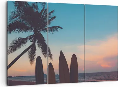 Produktbild von Bild auf Leinwand - Leinwandbild - Strand Meer Palme - 105x70cm - Wand Bild - Wanddeko - Wandbilder - Leinwanddruck - Bilder - Kunstdruck - Wanddekoration - Leinwand bilder - Wandkunst - CE105x70-4080