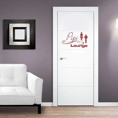 Produktbild von Wandtattoo - Wandaufkleber - Tür-/Wandtattoo "Pipi Lounge" - 30cm x 18cm dunkelrot - Dekoration Küche Wohnzimmer Wand