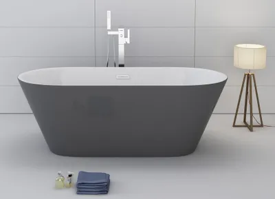 Produktbild von Jet-Line Design Badewanne 170 x 80 x 58 cm, freistehende Badewanne, grau